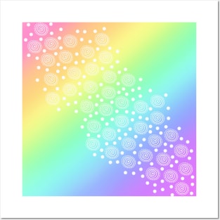 Rainbow Gradient with Circles and Dots Posters and Art